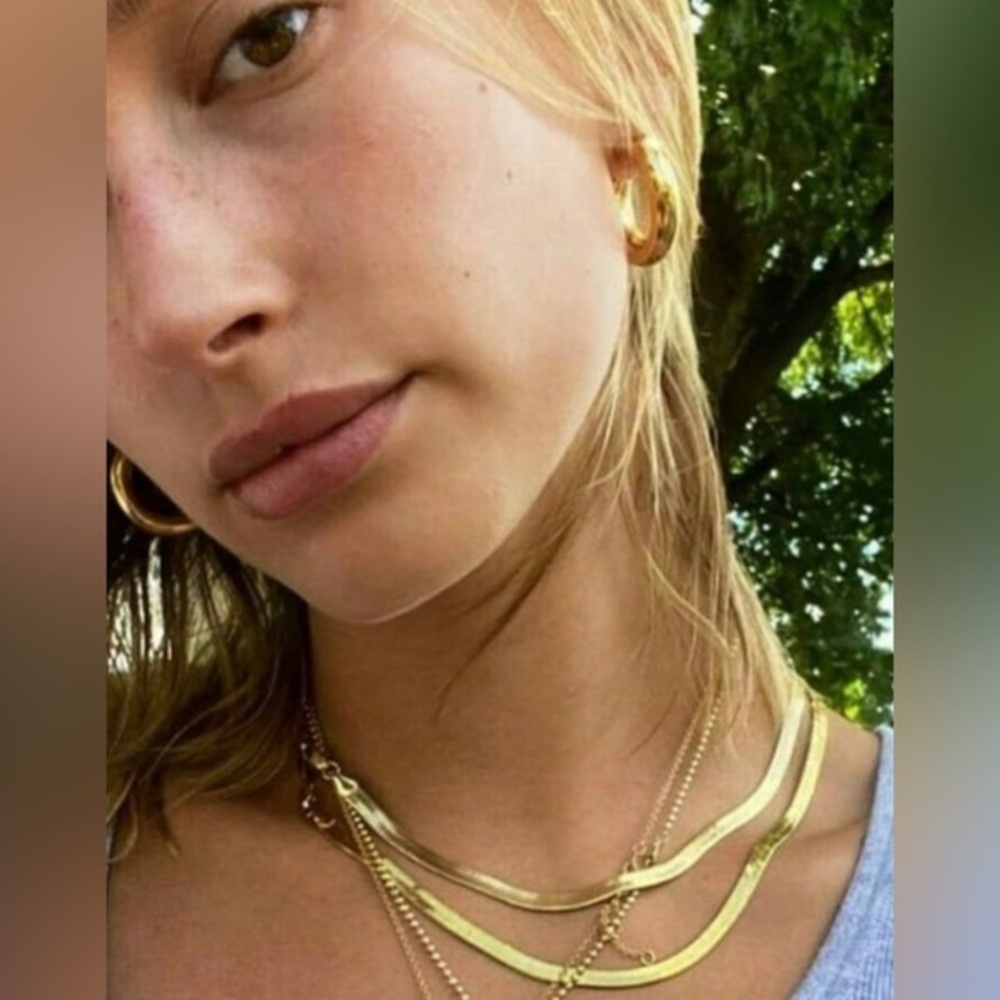 14k Gold Snake liquid Chain Minimal Choker Necklace beautiful fluid